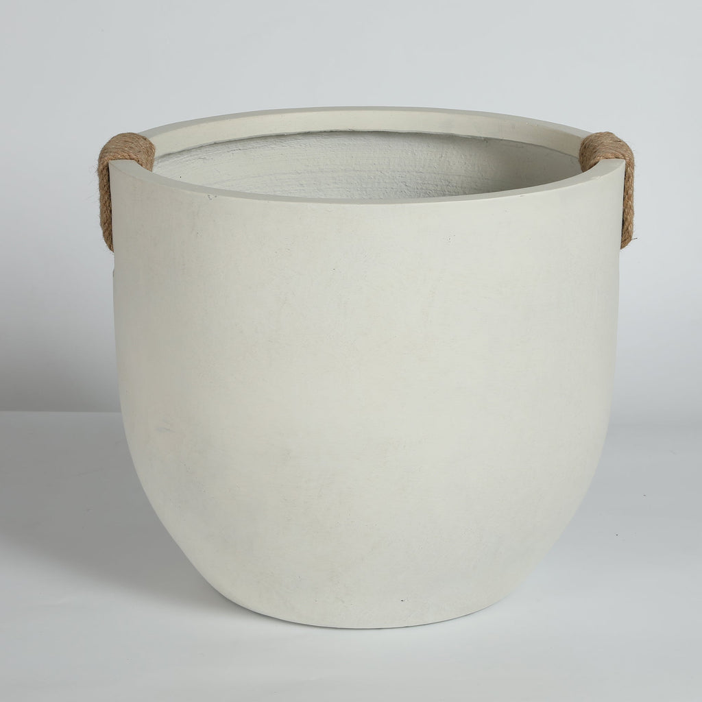 Round Concrete Planter Set of 2, Large Handmade Off White Pots