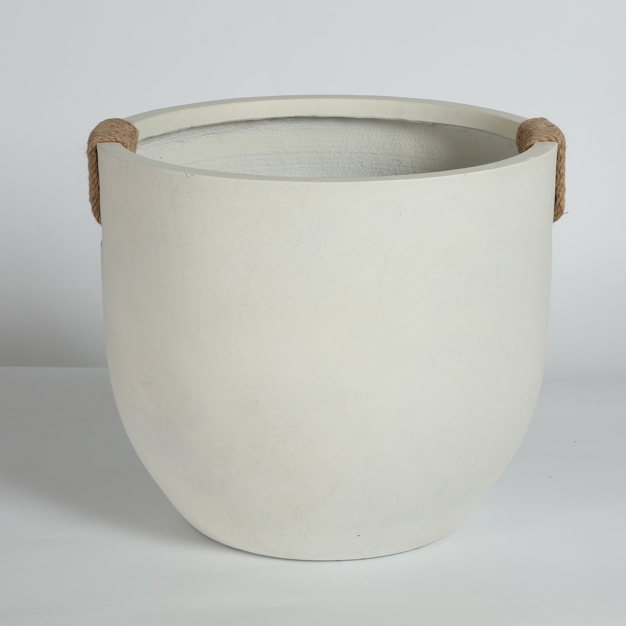 Round Concrete Planter Set of 2, Large Handmade Off White Pots