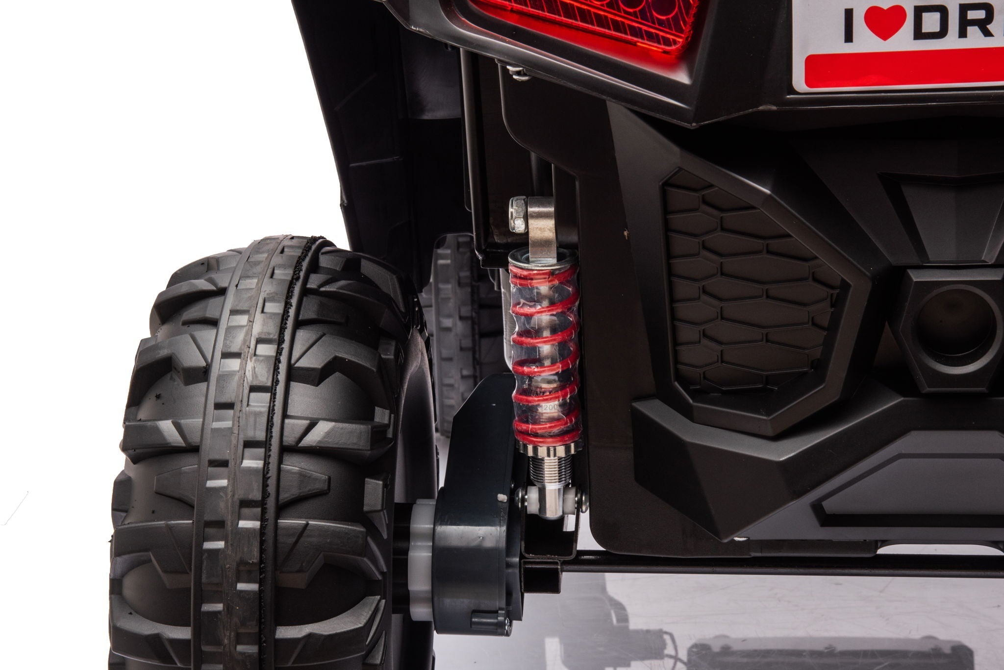 12V7A*2 30W*4 Four-Wheel Drive Seat One Button Start, Forward And Backward, High And Low Speed, Music, Front Light, Power Display, Two Doors Can Open, 2.4G R / C, Seat Belt Four Wheel Absorber