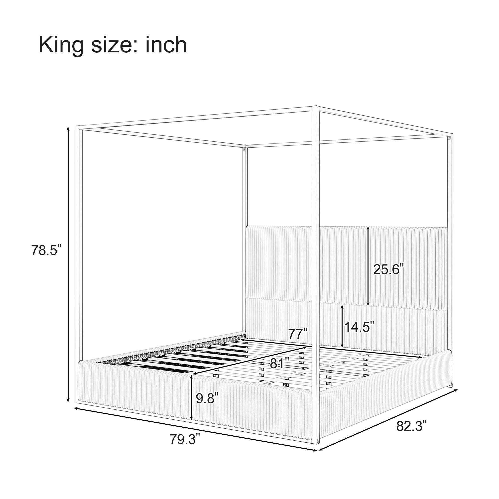 Luxury Canopy Bed With Upholstered Headboard