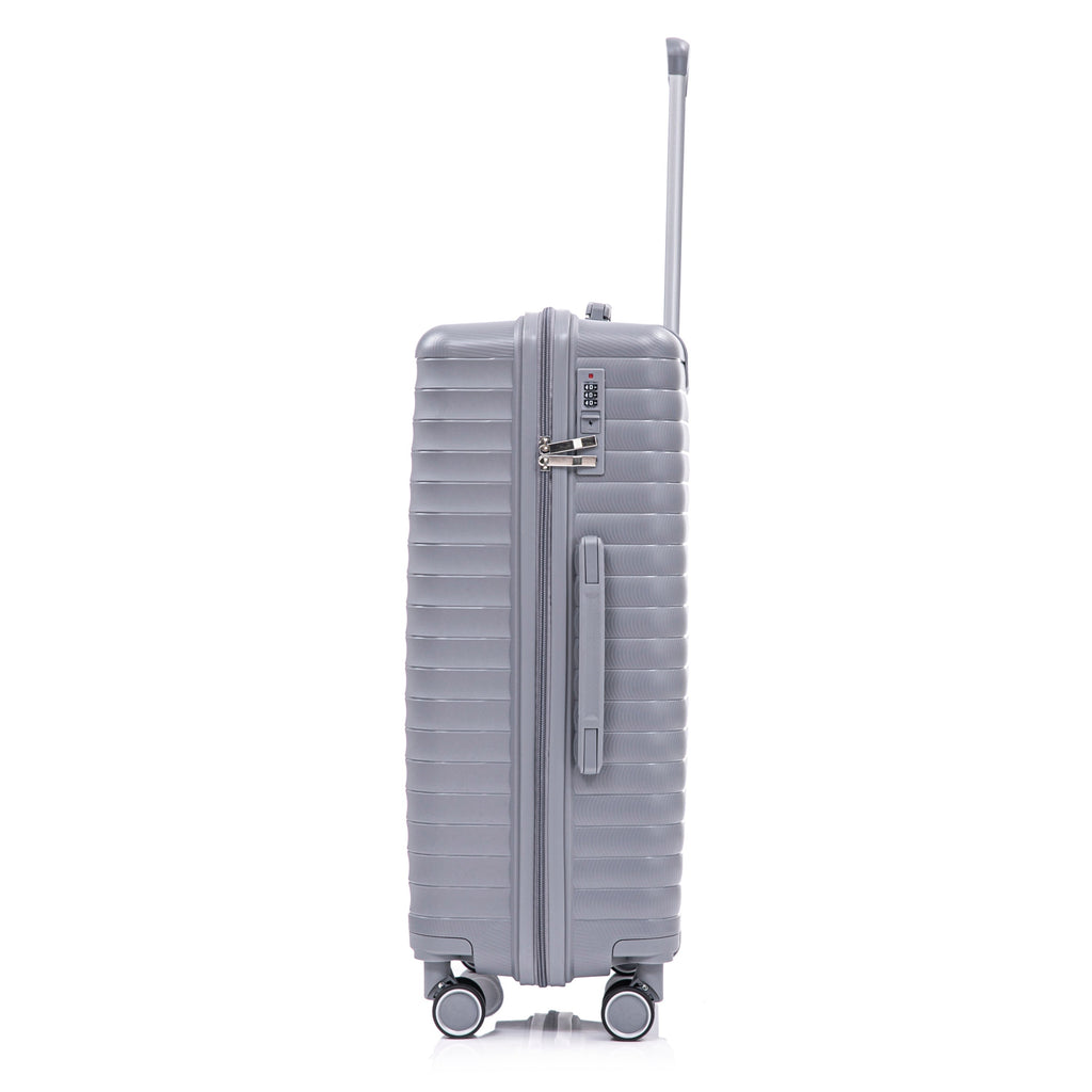 4-Piece PP Spinner Wheel Luggage Set with Cosmetic Case, Light Gray