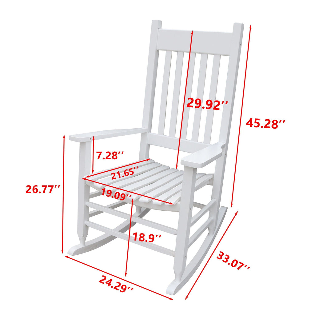 Classic Wooden Porch Rocker Chair Populus Wood Comfortable Design