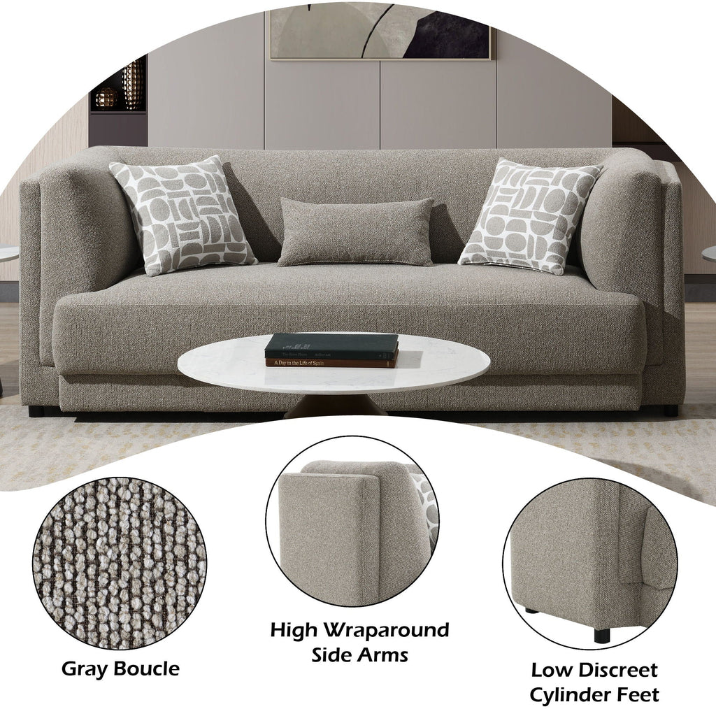 Glenda - Sofa With 3 Pillows - Gray