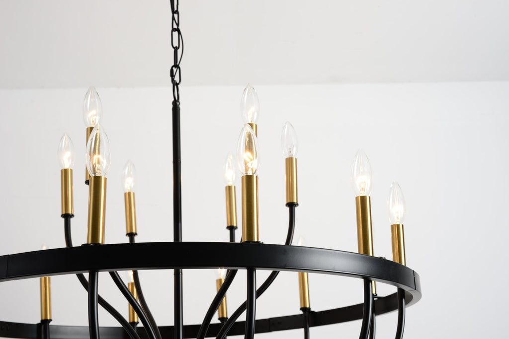 15-Light Industrial Iron Candle Chandelier Modern Farmhouse Pendant Light