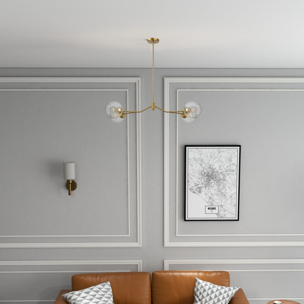 Jewel - 4 Lights Chandelier Ceiling Hanging Light Fixture - Clear / Gold