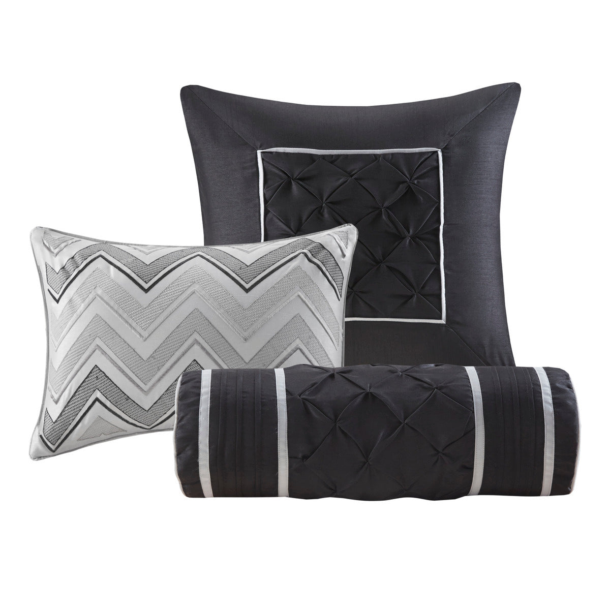 7 Piece Tufted Comforter Set Grey California King