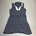 NAUTICA JEANS Tiered Collared Sleeveless Dress Women's Sz M Navy Blue/White