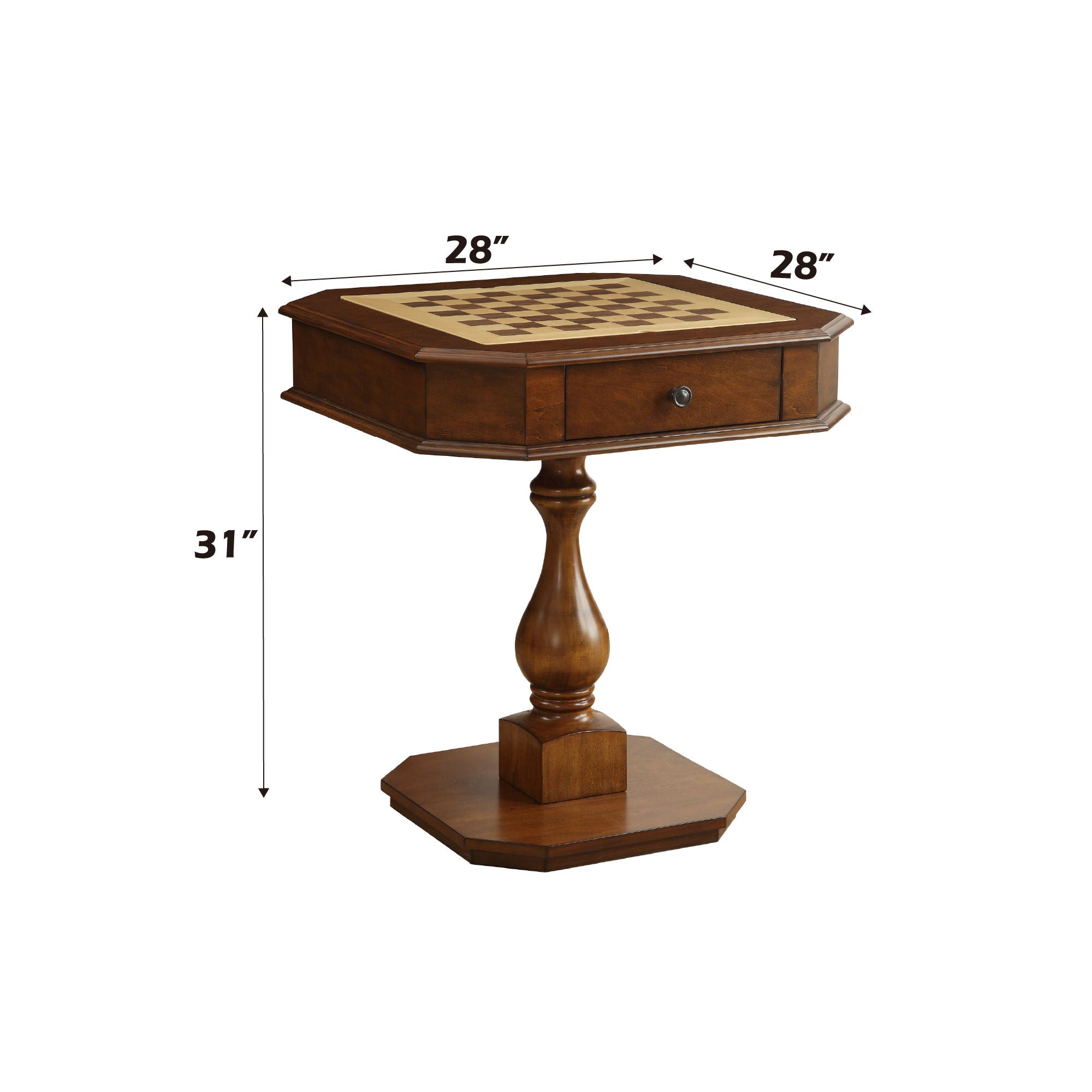 Bishop - Reversible Chess Checker Game Table With Game Tray (Chess Figures Not Included)