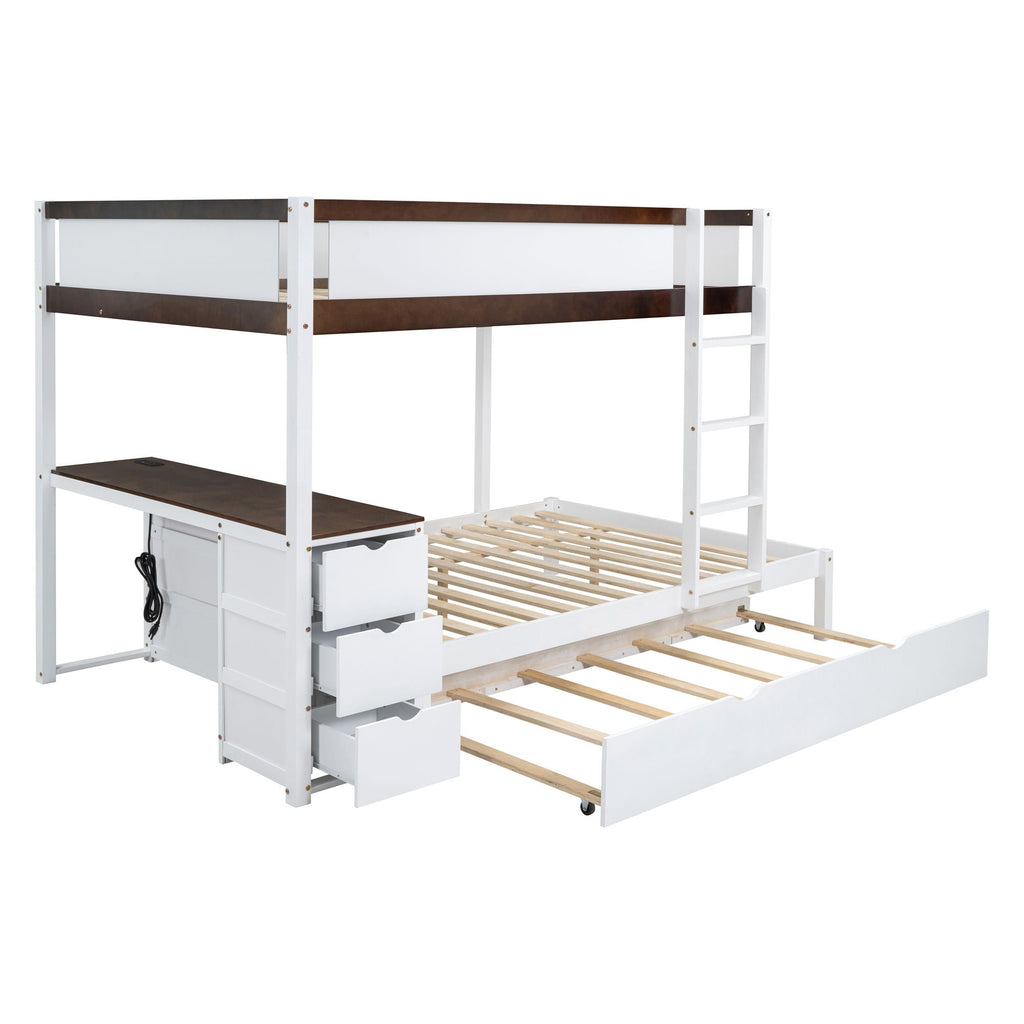 Bunk Bed With Twin Size Trundle, Storage And Desk