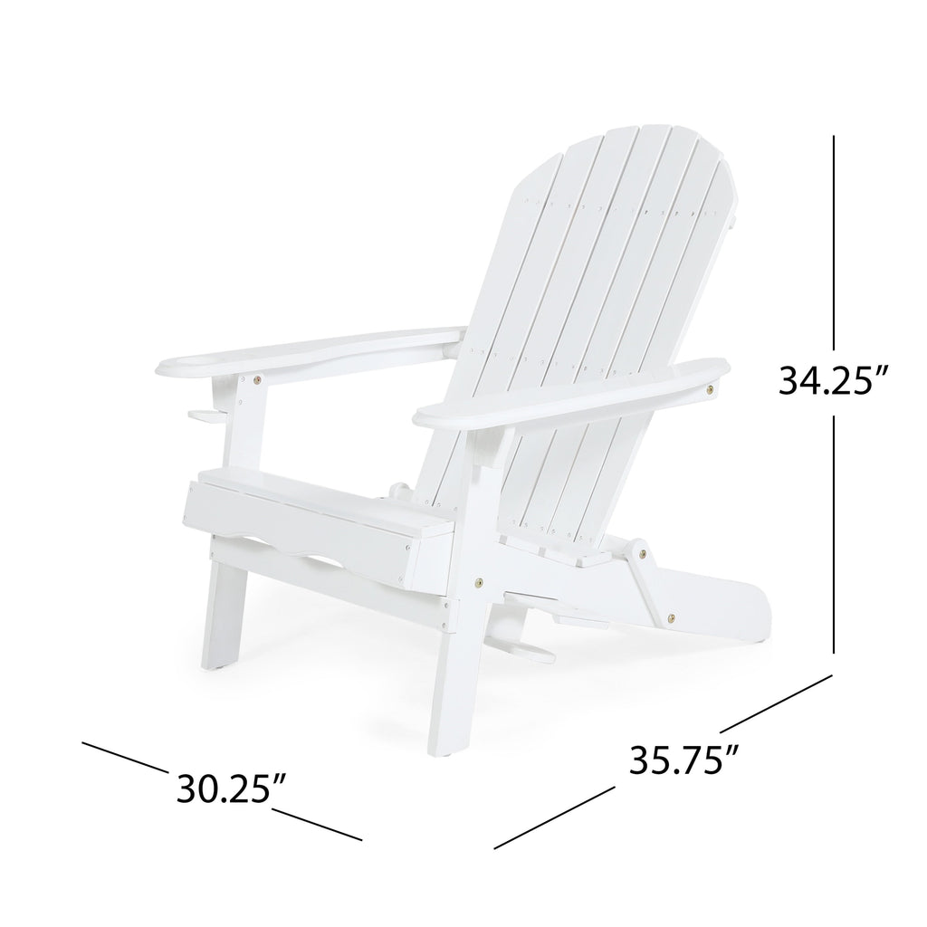 Zenithia Outdoor Foldable Adirondack Chair with 2 Cup Holders, White
