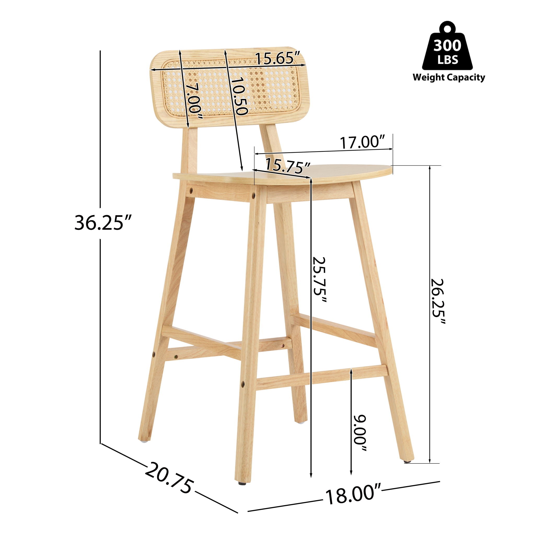 Bari Indoor Wood Barstool (Set of 2)