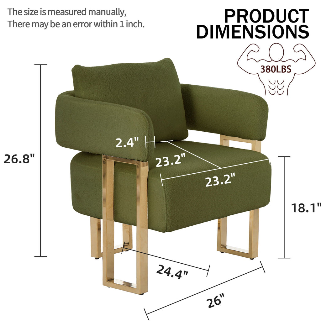 Modern Decorative Chair Teddy Fleece Upholstered And Metal Foot