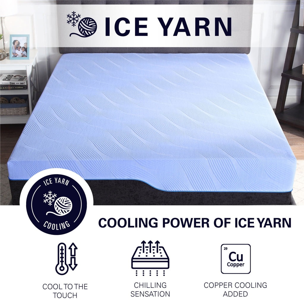 Refresh - 12" Flex Head Memory Foam Hybrid Mattress And Adjustable Base Bundle - Blue - Queen
