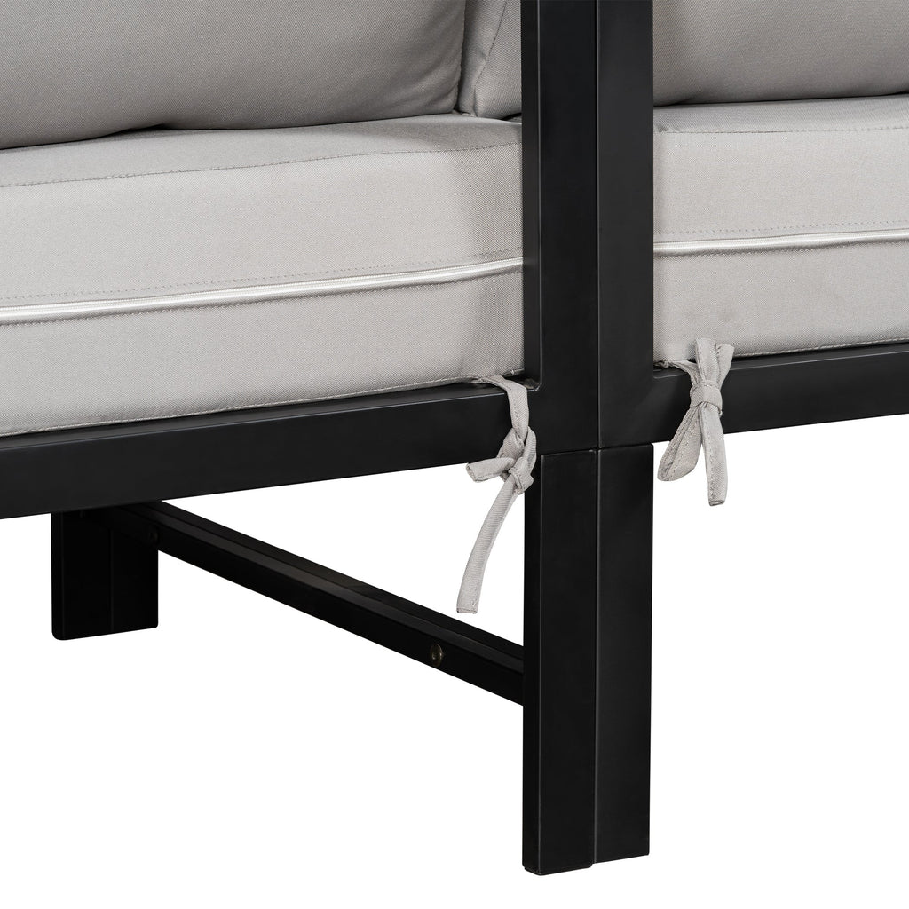 U_style Outdoor L-Shaped Sofa with Iron Frame and Ultra-Thick Cushions