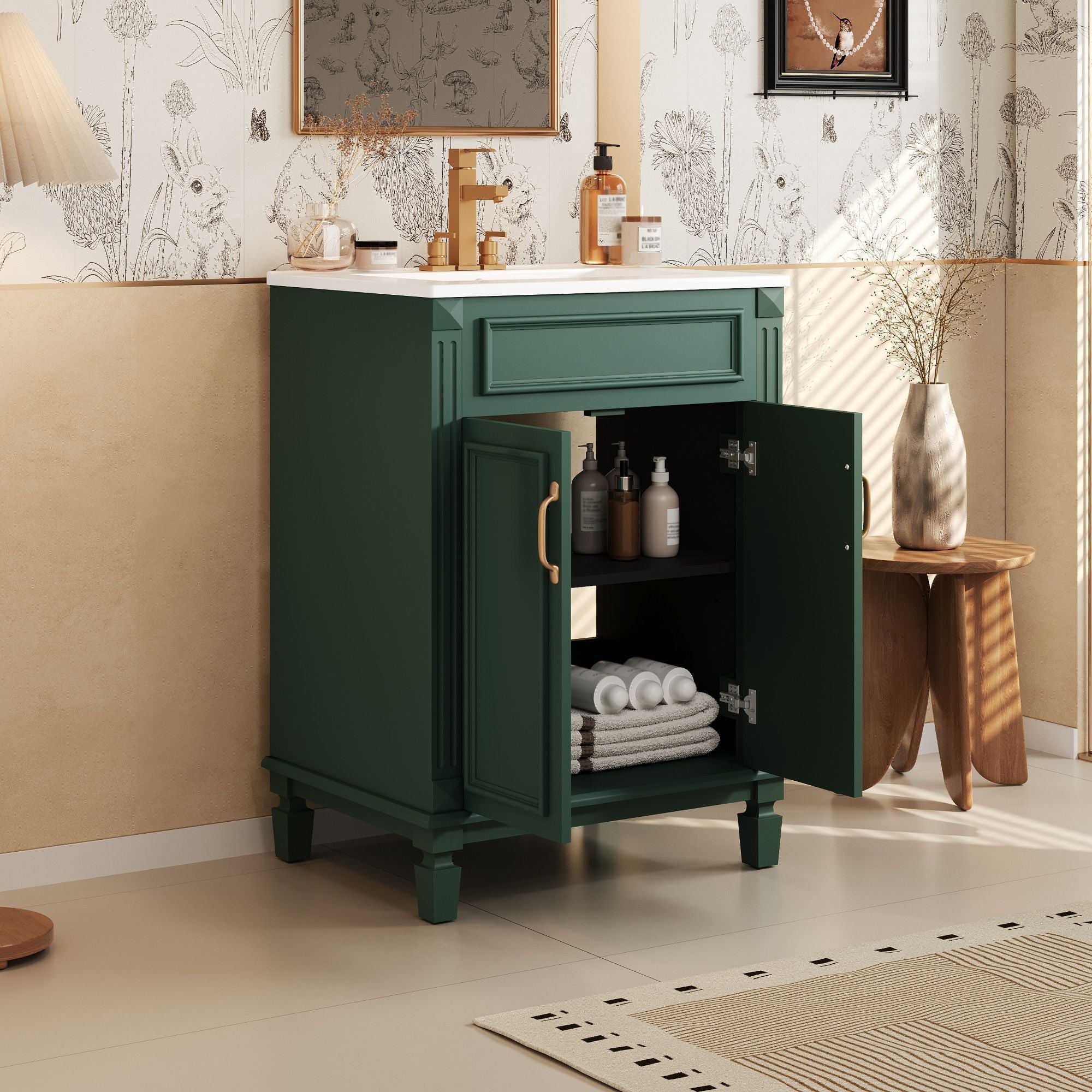 Bathroom Vanity With Top Sink and Soft Closing Doors