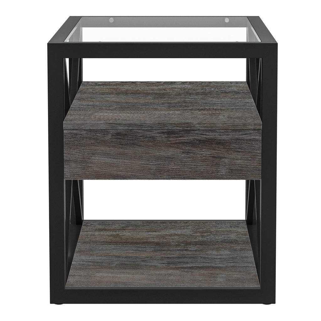 Set of 2 Modern End Tables with Drawer - Nightstands