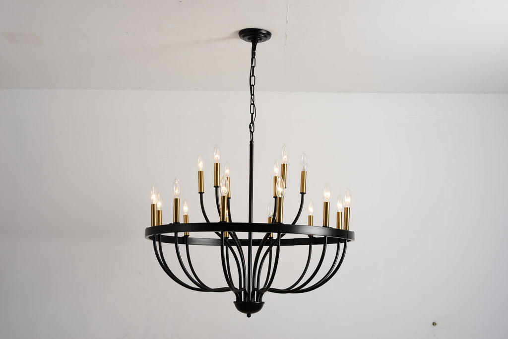 15-Light Industrial Iron Candle Chandelier Modern Farmhouse Pendant Light