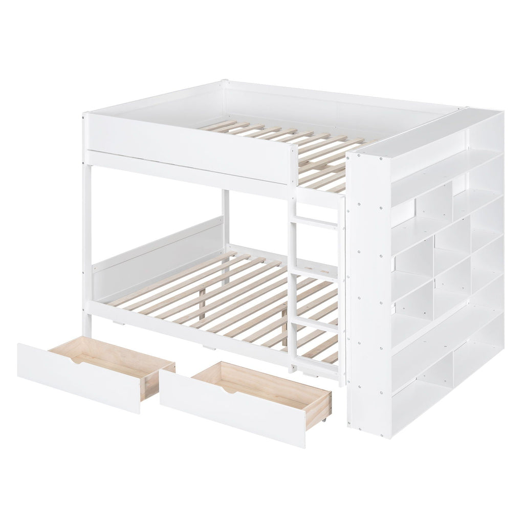 Bunk Bed With 2 Drawers And Multi Layer Cabinet