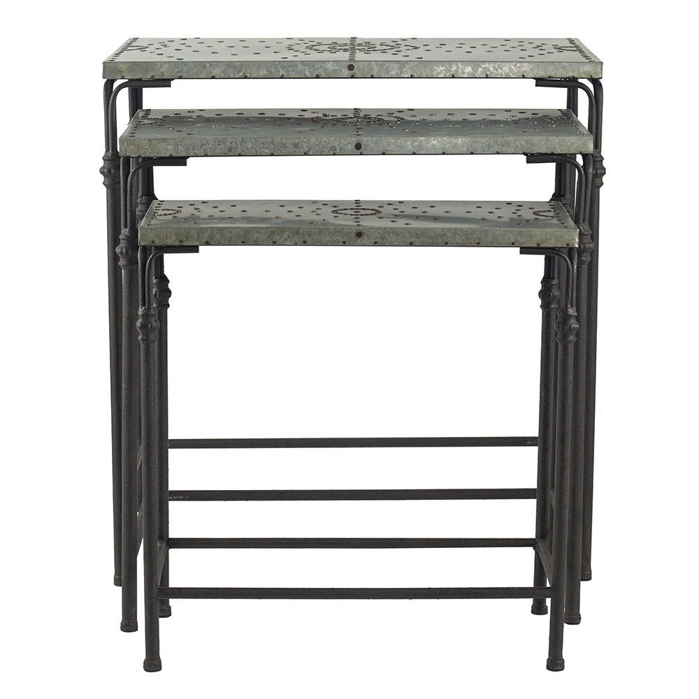 Set of 3 Gilbert Nesting Tables Metal Plant Stand