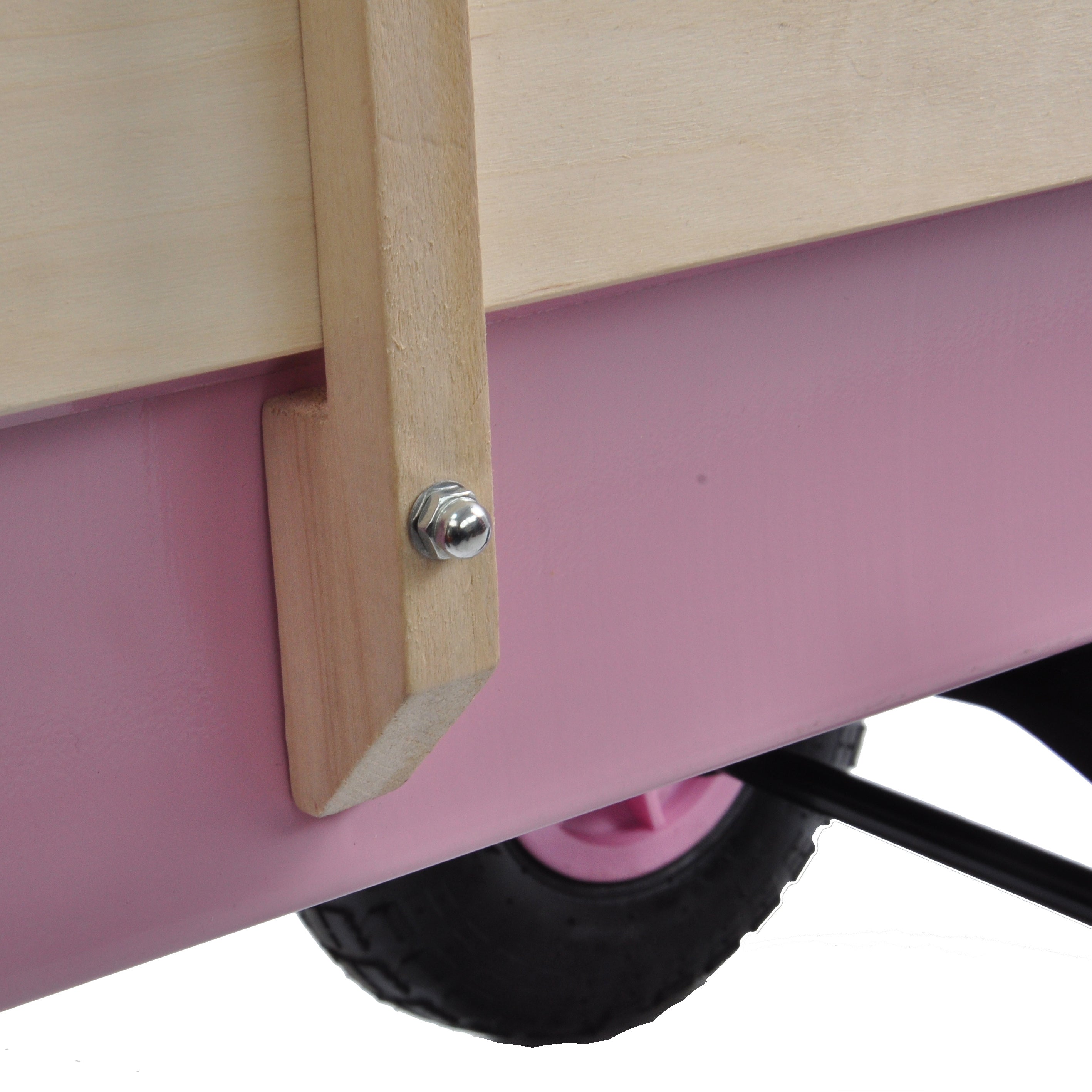 Outdoor All Terrain Garden Wagon with Wooden Railings and Pneumatic Tires