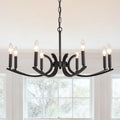 8-Light Farmhouse Chandelier, Black Metal