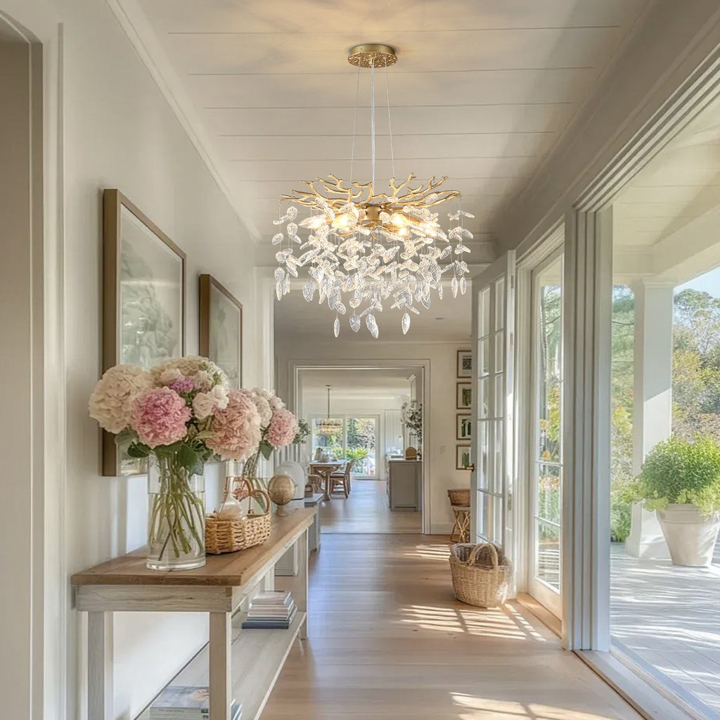 6-Light Chandelier Crystal Ceiling Lamp - Gold Finish