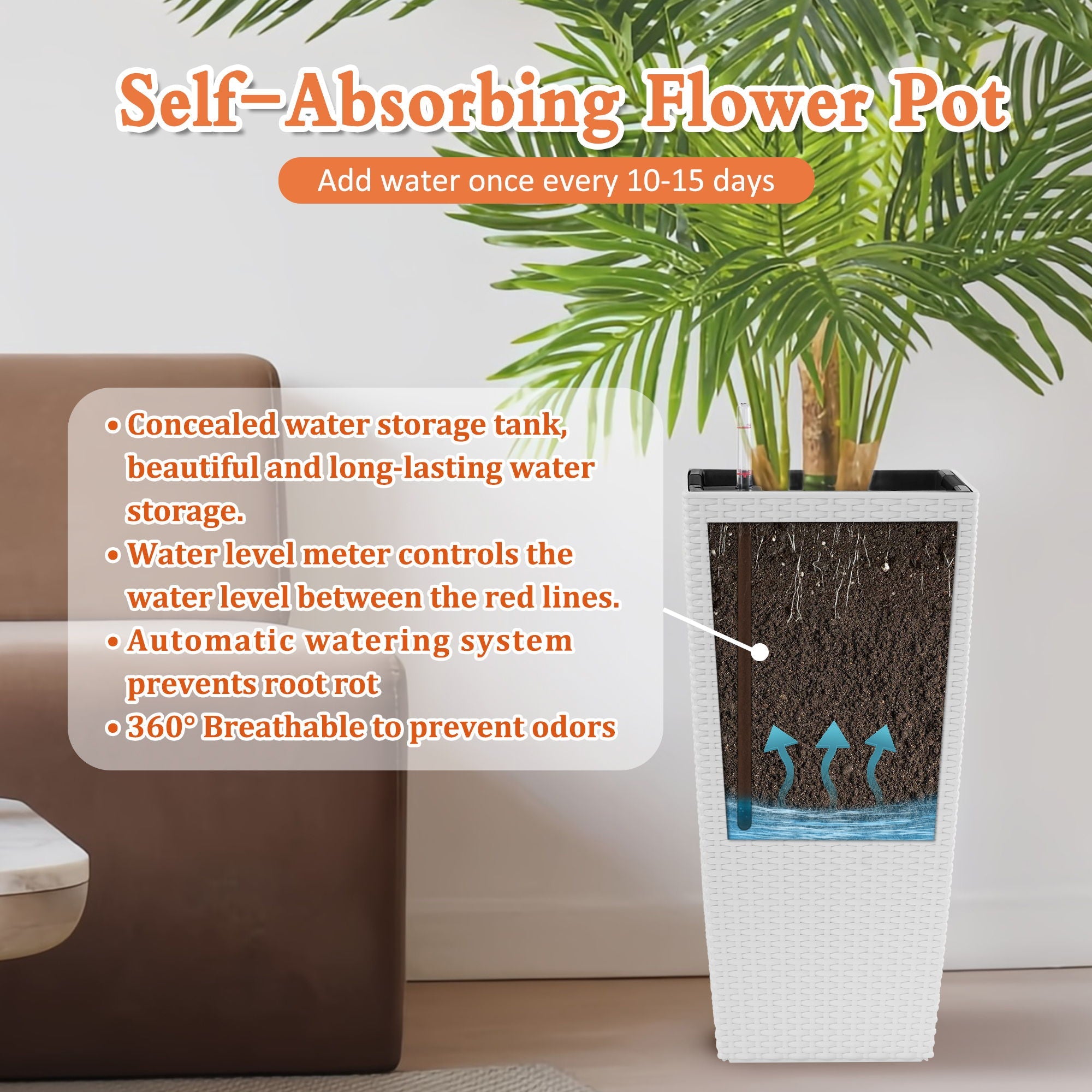 Indoor Outdoor Planter With Automatic Watering System