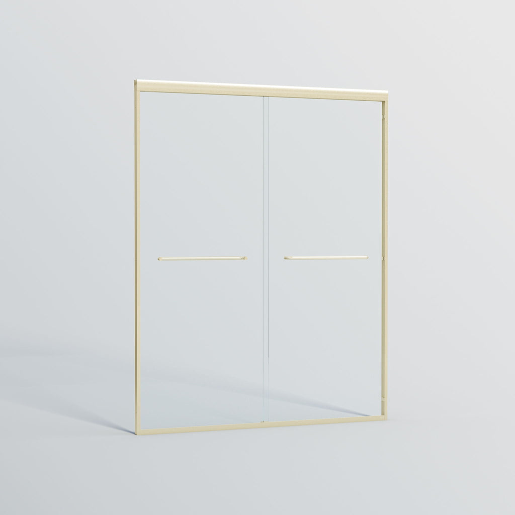 Double Sliding Shower Door, Semi-Frameless Bypass Bathroom Sliding Door With 1/4" (6 Mm) Tempered Glass For Walk-In Shower