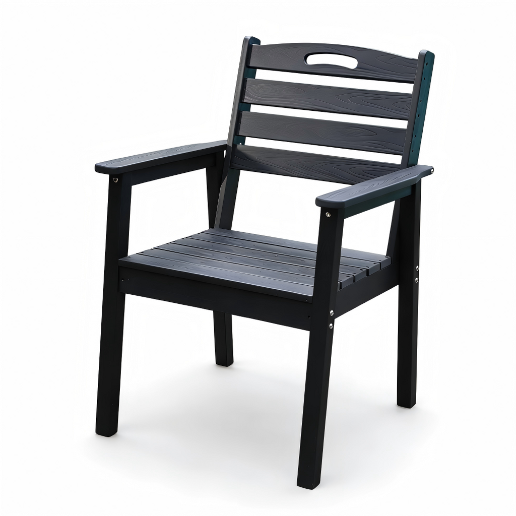 HDPE Outdoor Terrace Dining Chair Set of 2 - Black