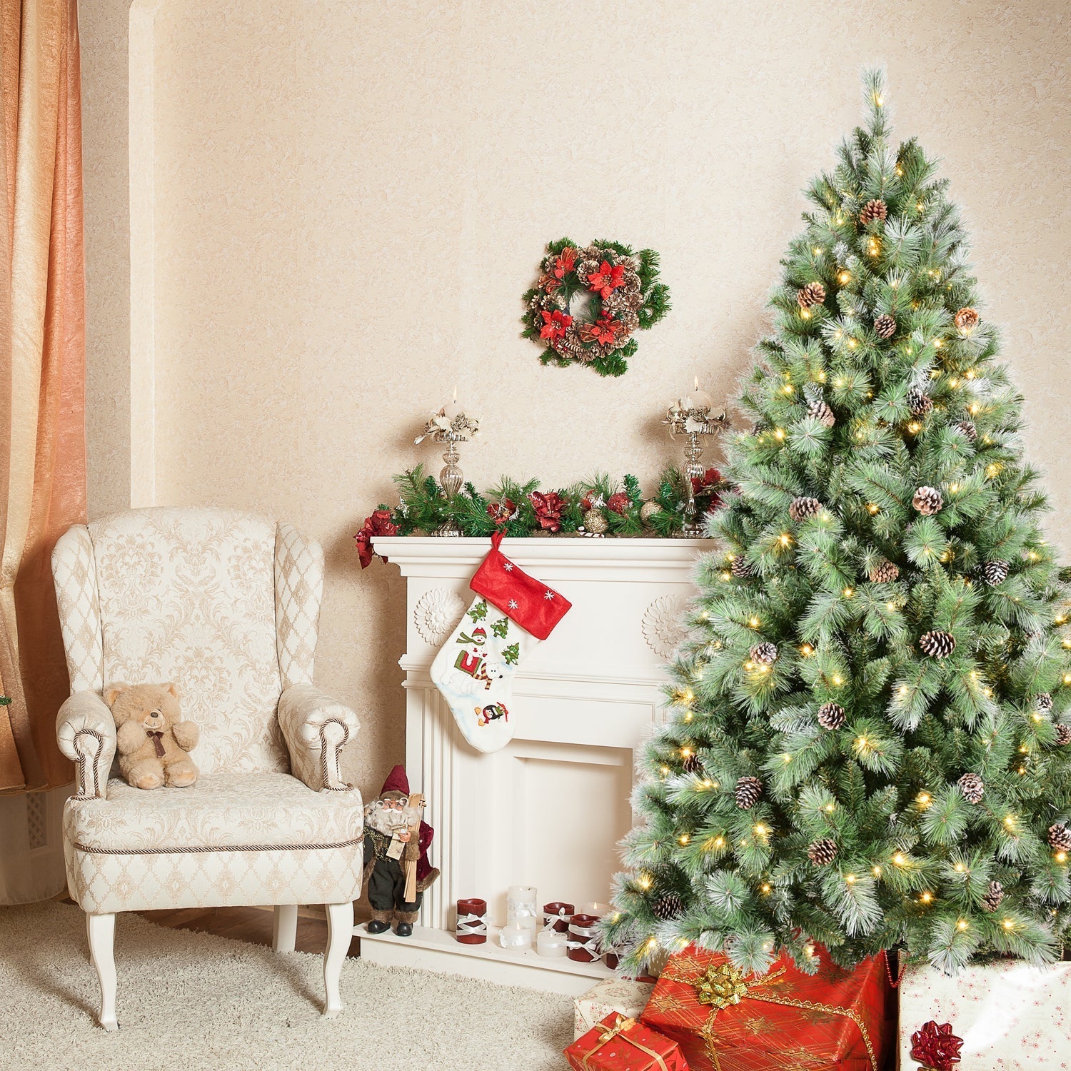8 Ft The Full-Bodied Pre-Decorated Pinecone Christmas Tree