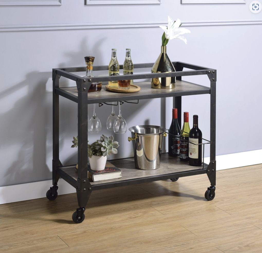 Jorgensen Serving Cart - Rustic Oak / Charcoal