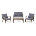 Avacyn Outdoor Acacia Wood 4-Seater Chat Set with Cushions