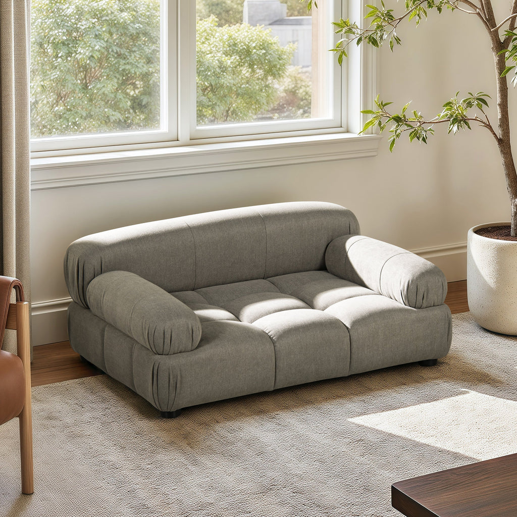 Marcel Upholstered Modern Pet Bed, Small to Medium Dog or Cat Uptown Gray Performance Velvet