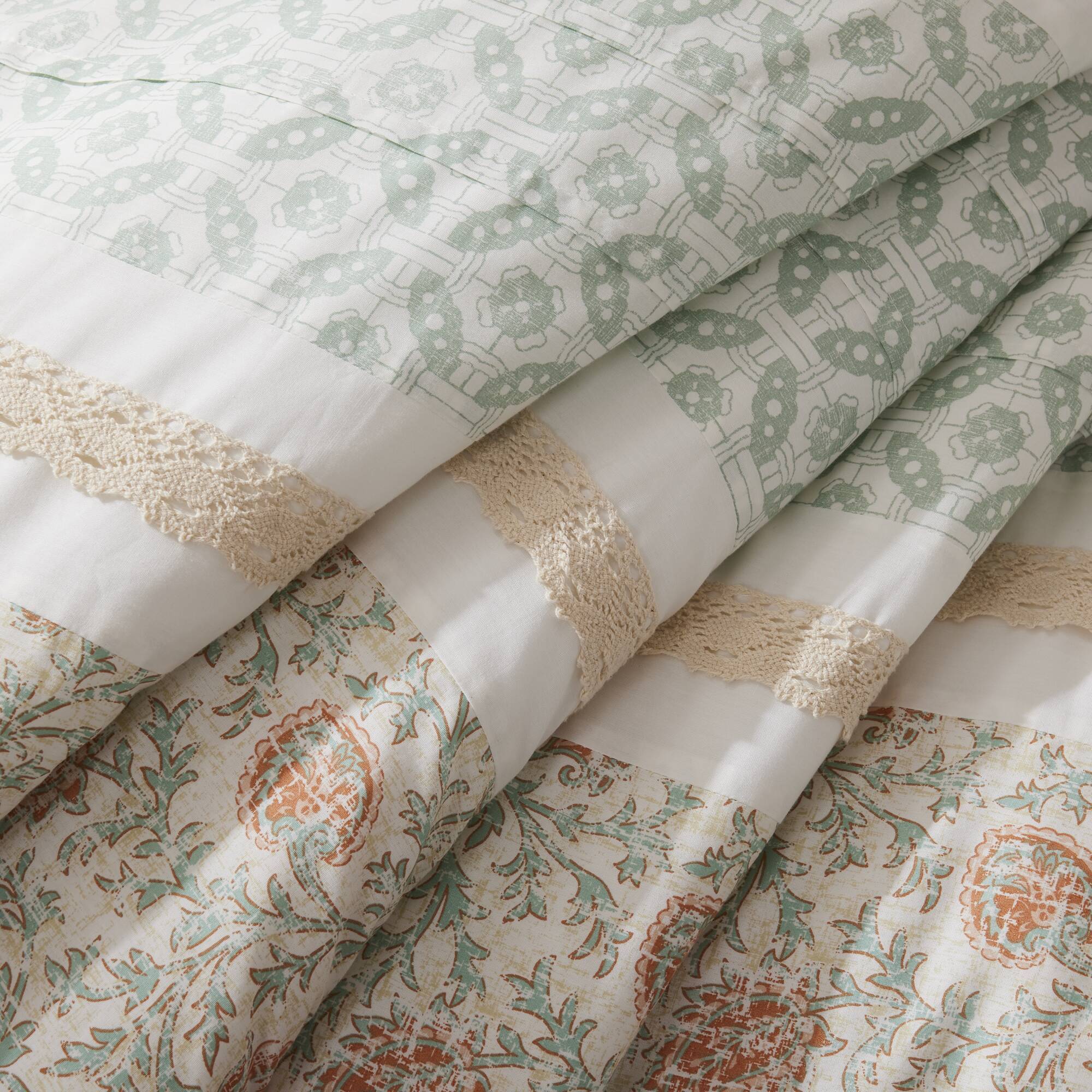 9 Piece Cotton Percale Comforter Set Coral Queen