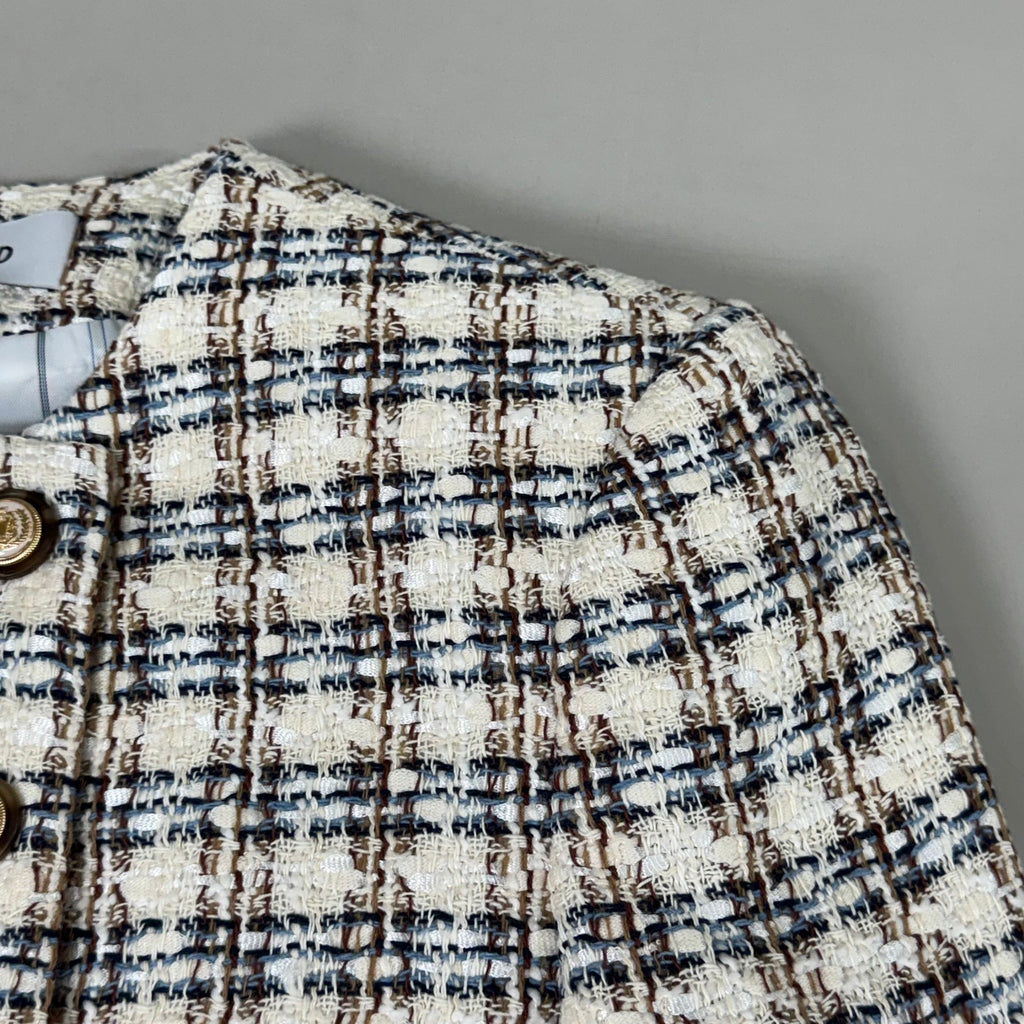 VERONICA BEARD Bentley Tweed Jacket Sz-00 Ivory/Camel 2406TW6810474