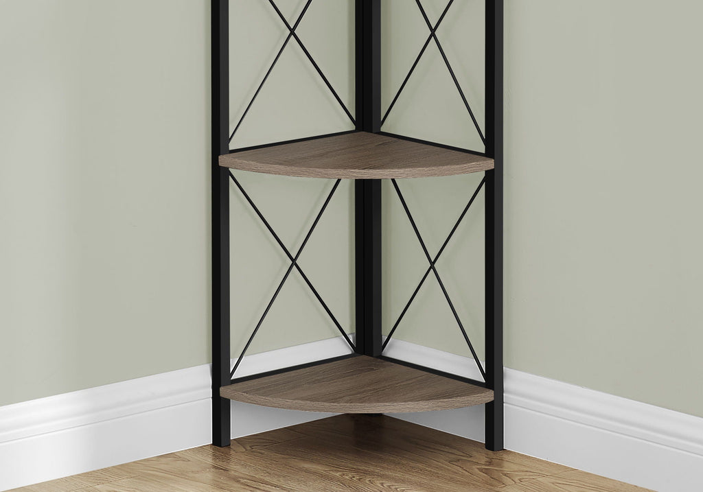 4-Tier Corner Bookshelf with Marble Look and Metal Frame