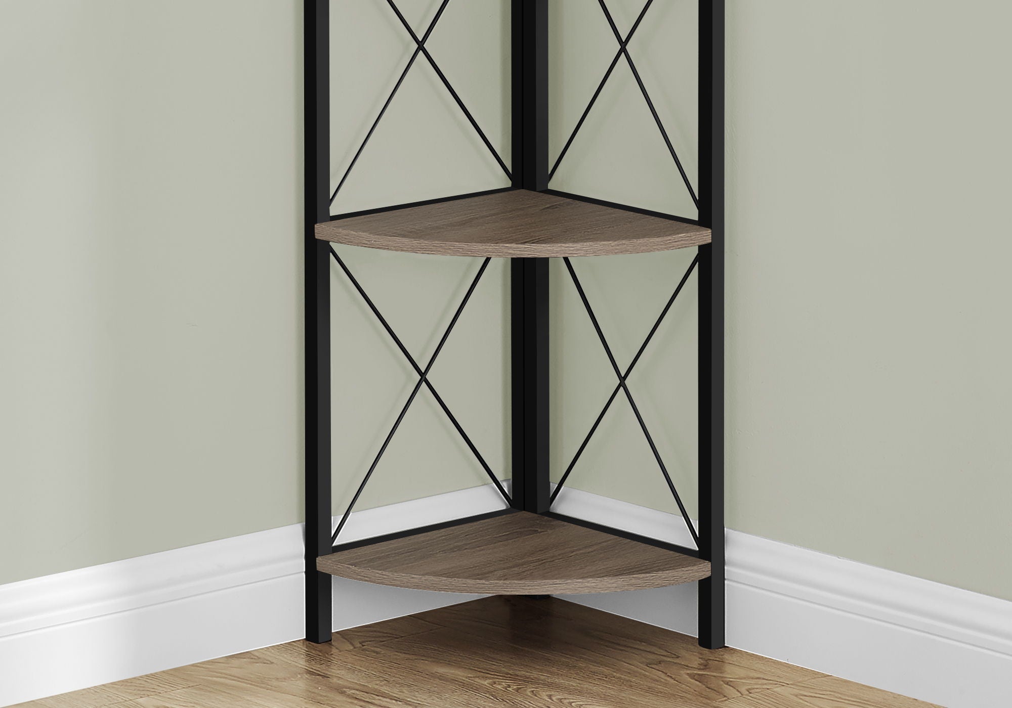 4-Tier Corner Bookshelf with Marble Look and Metal Frame