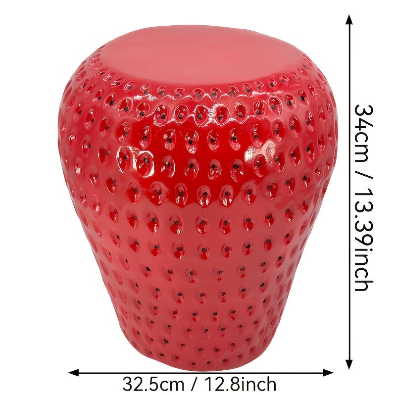 Strawberry Fruit Stool, 13.4" Oversized Resin Stool