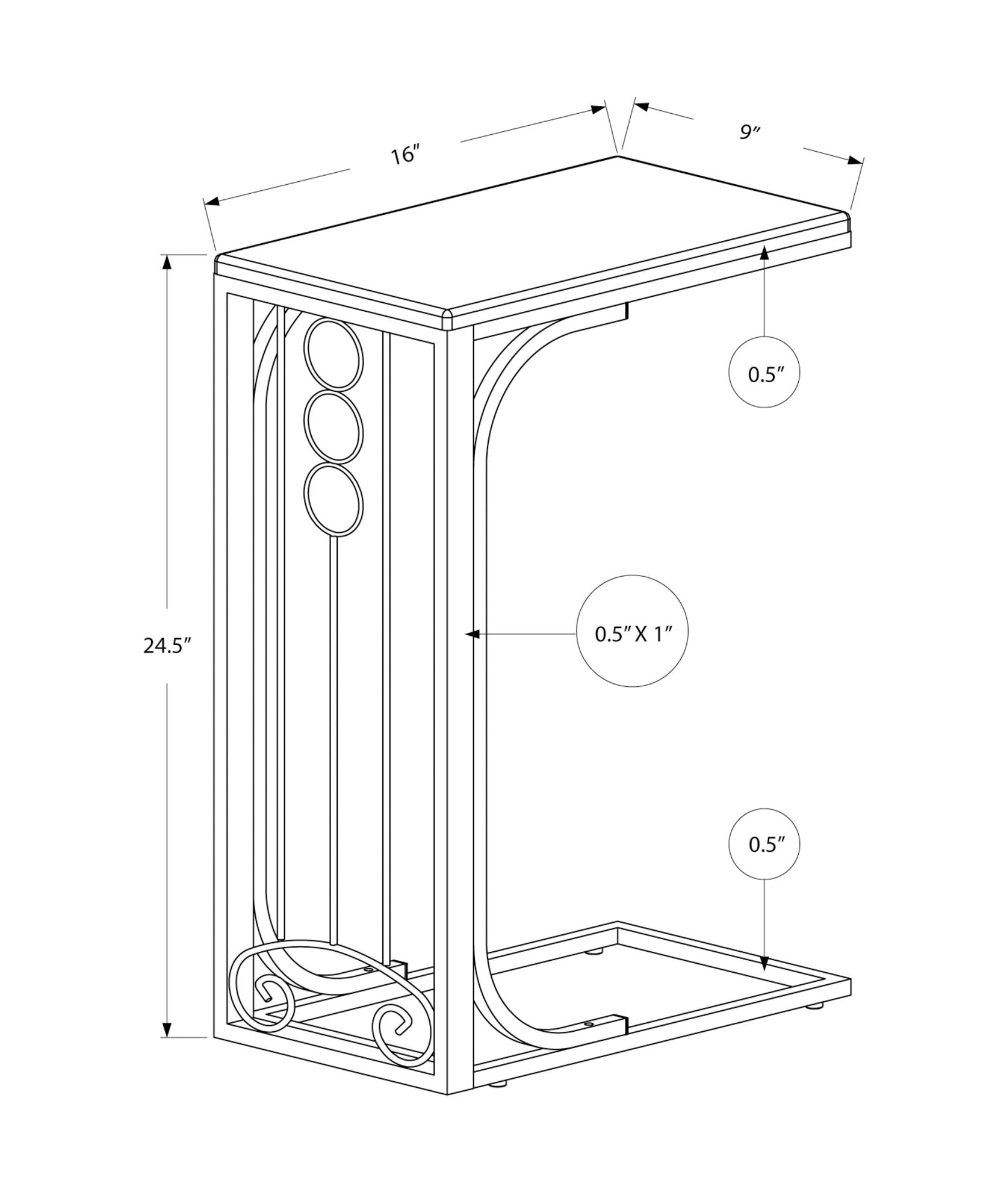 Elegant Accent Table, C-Shaped, Transitional