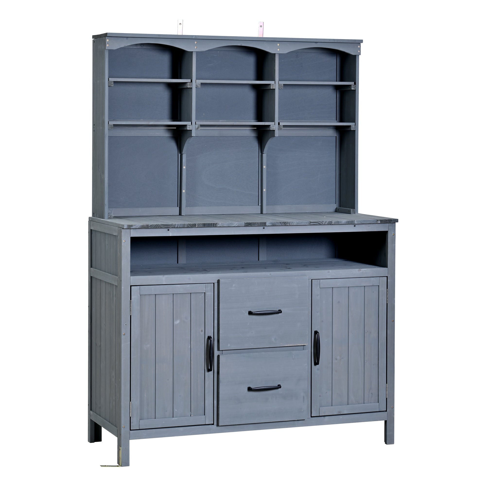 TOPMAX Large Fir Wood Potting Bench with Hutch and Storage