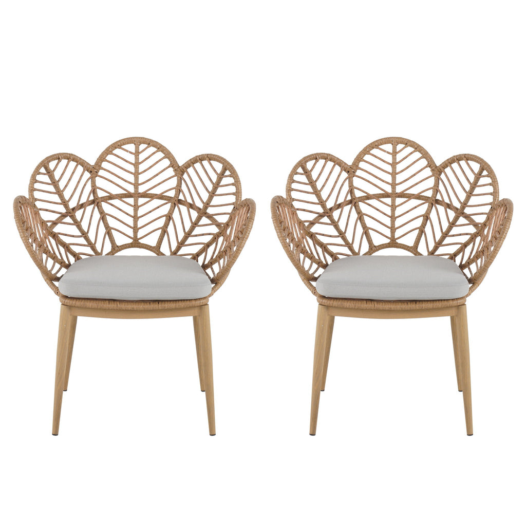 Kirk Outdoor Wicker Peacock Shape Papasan Style Chair Set of 2