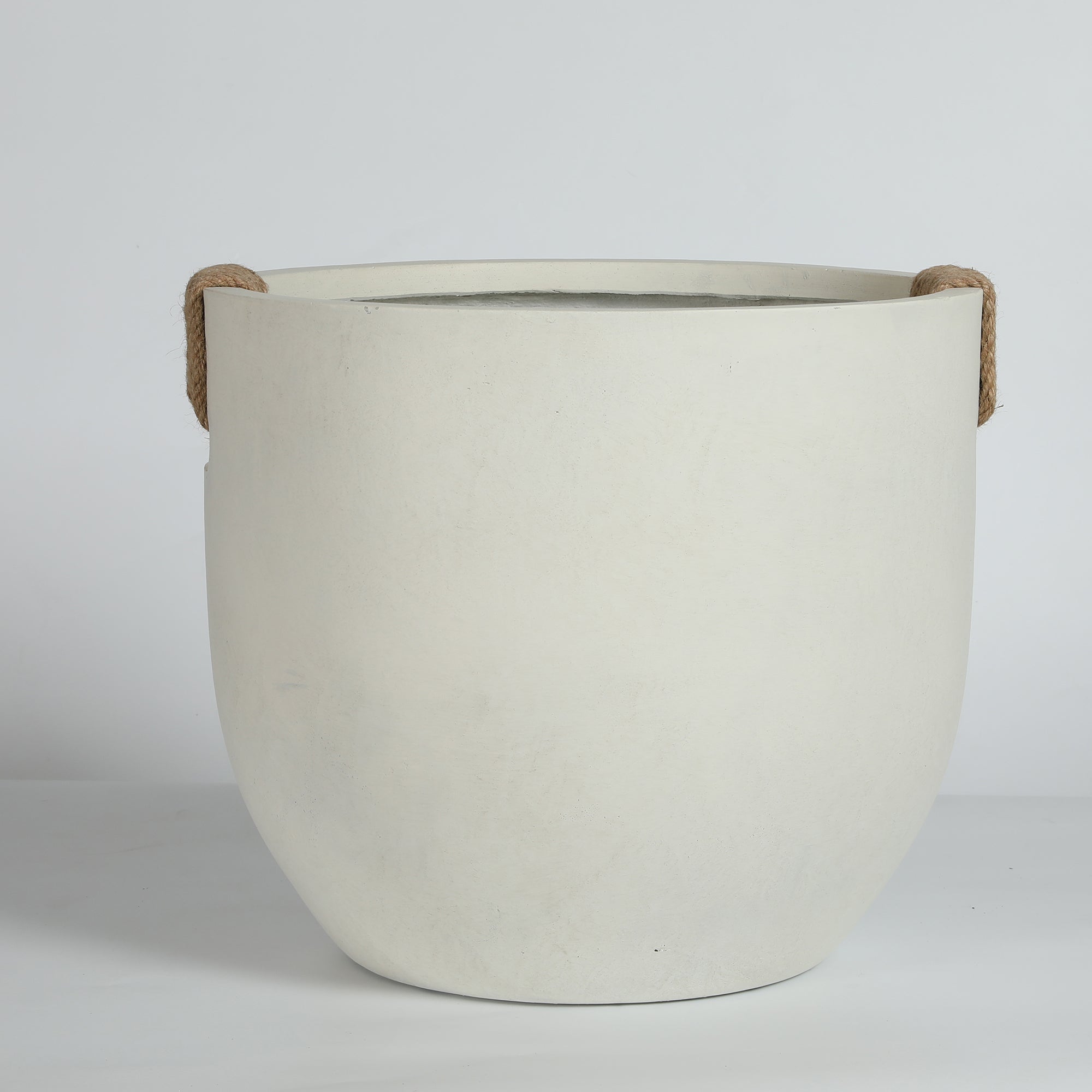 Round Concrete Planter Set of 2, Large Handmade Off White Pots