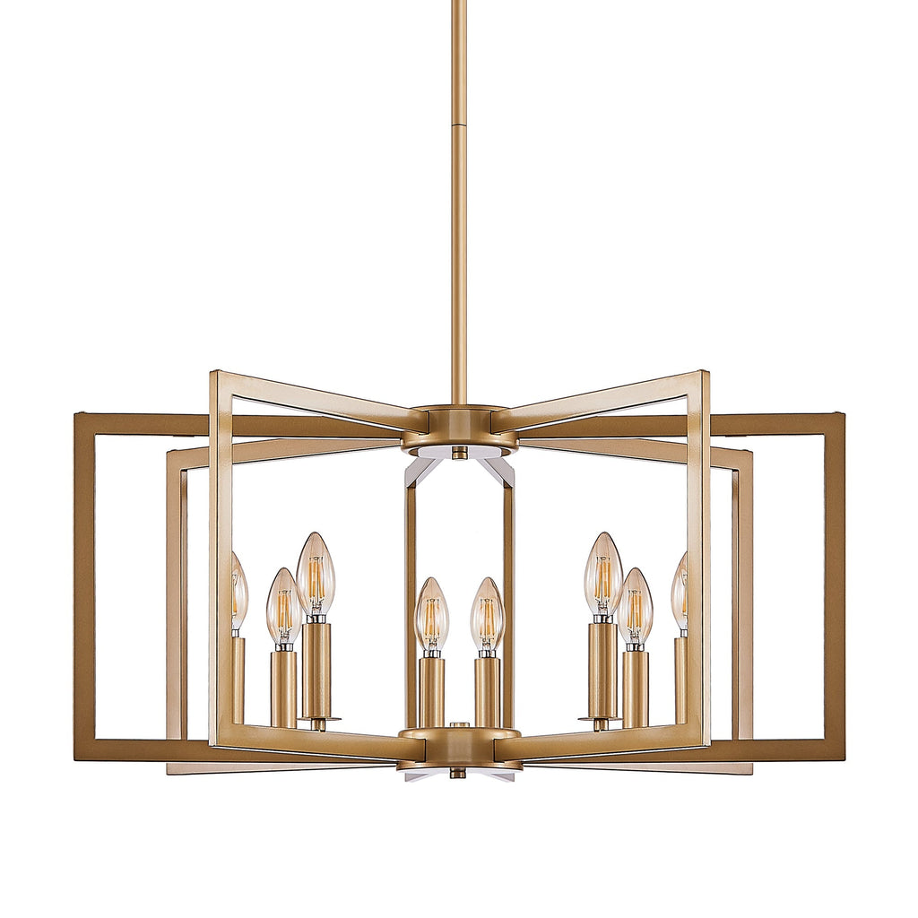 27' Modern Golden Geometric 8-Light Chandelier