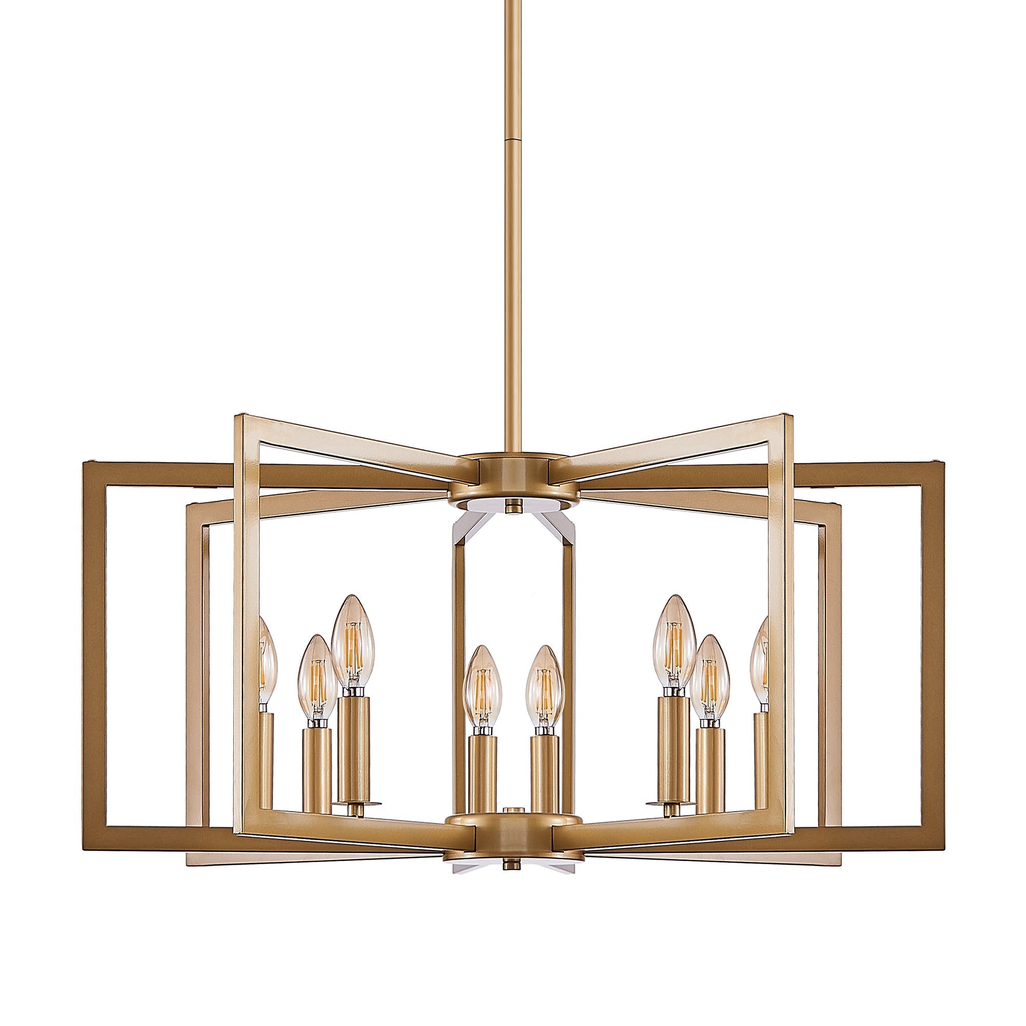 27' Modern Golden Geometric 8-Light Chandelier