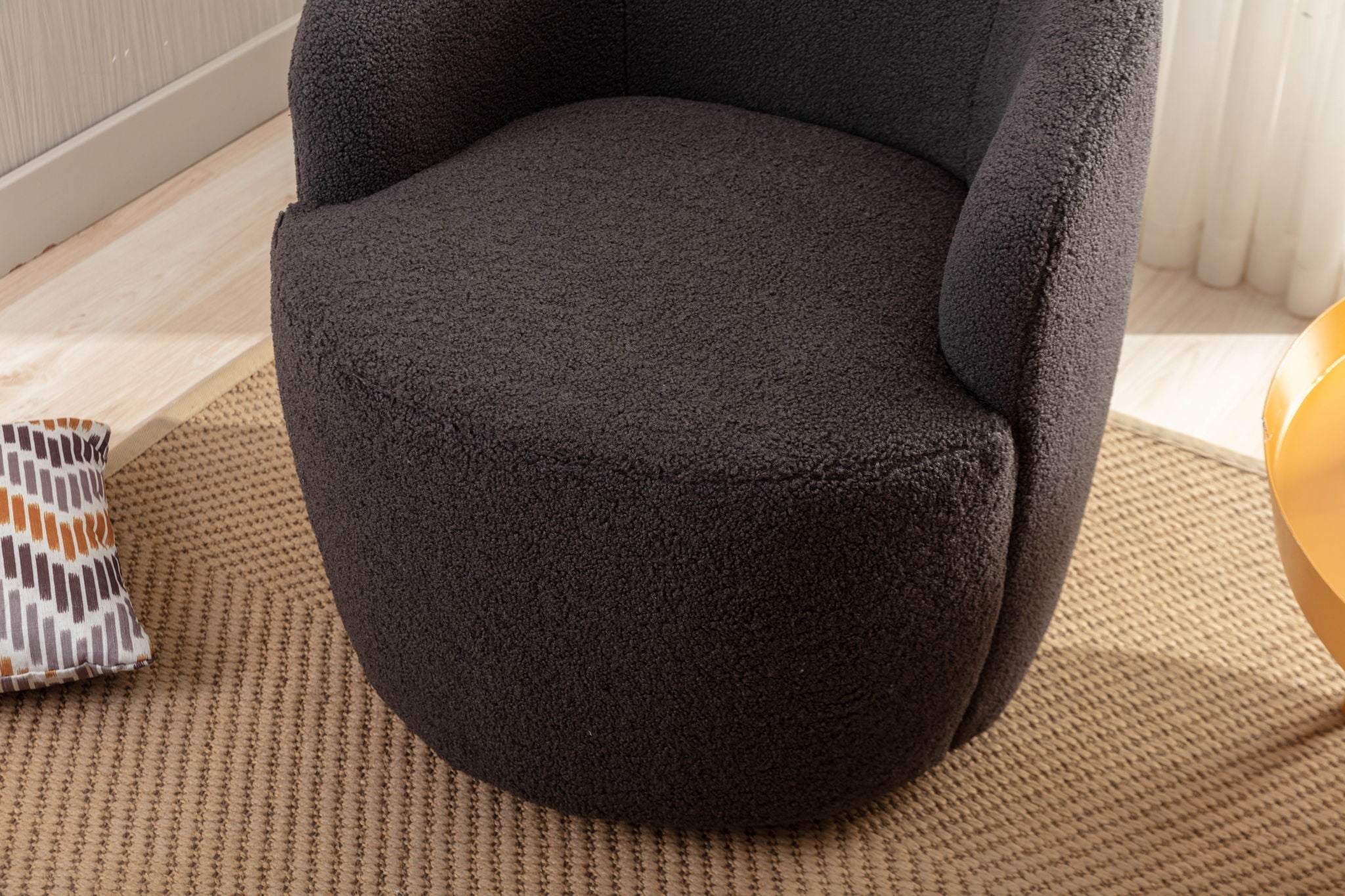 Teddy Fabric Swivel Accent Armchair Barrel Chair