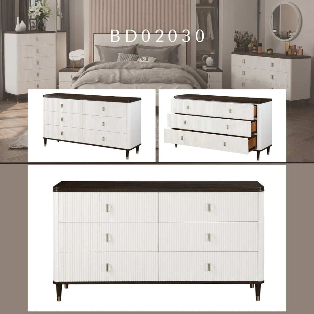 Carena Dresser with Jewelry Tray - White / Walnut