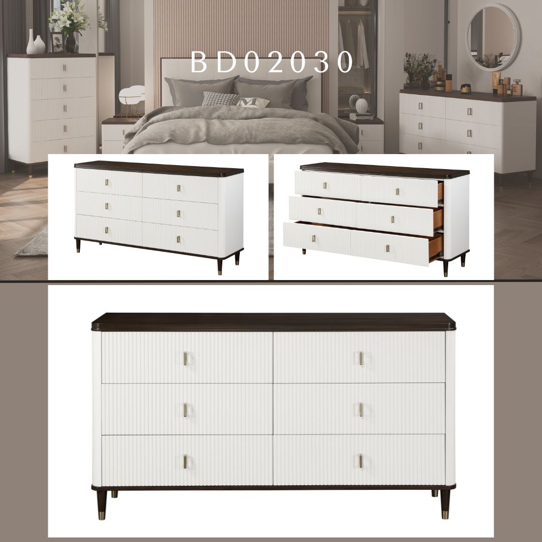Carena Dresser with Jewelry Tray - White / Walnut