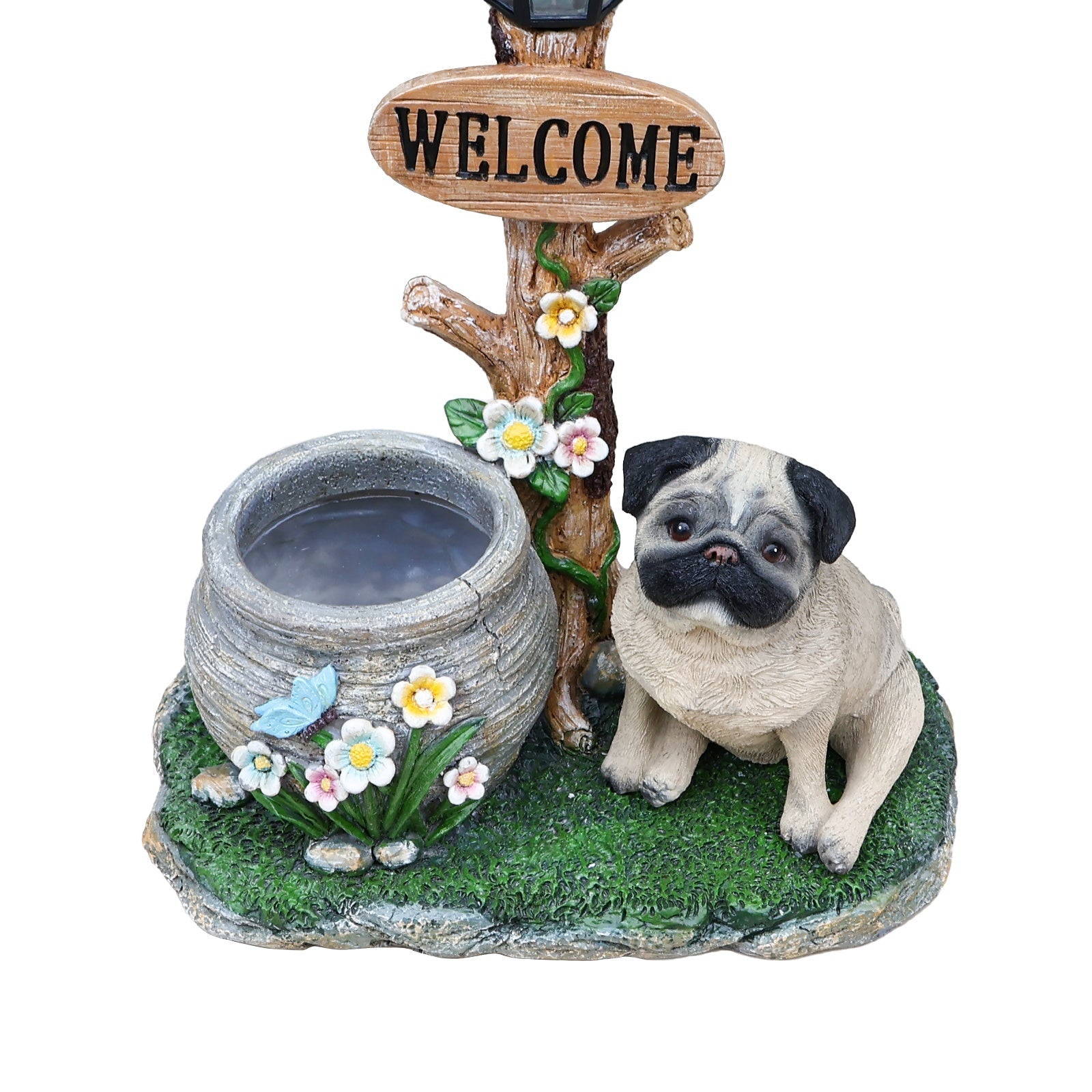 Sitting Pug Dog Planter Statue