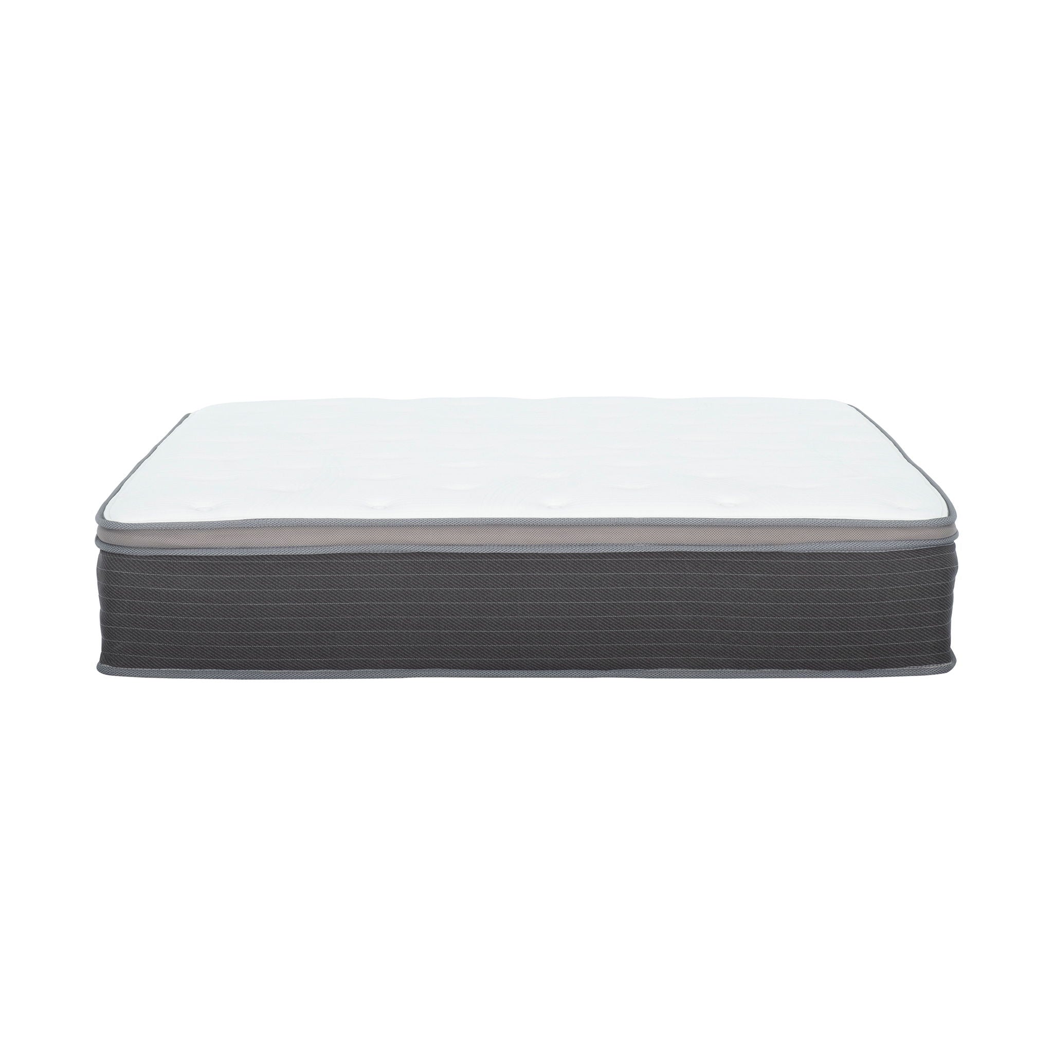 12'' Hybrid Mattress In A Box, Plush Gel Memory Foam Mattress Top With Pocket Coil Base - Gray / White - Queen