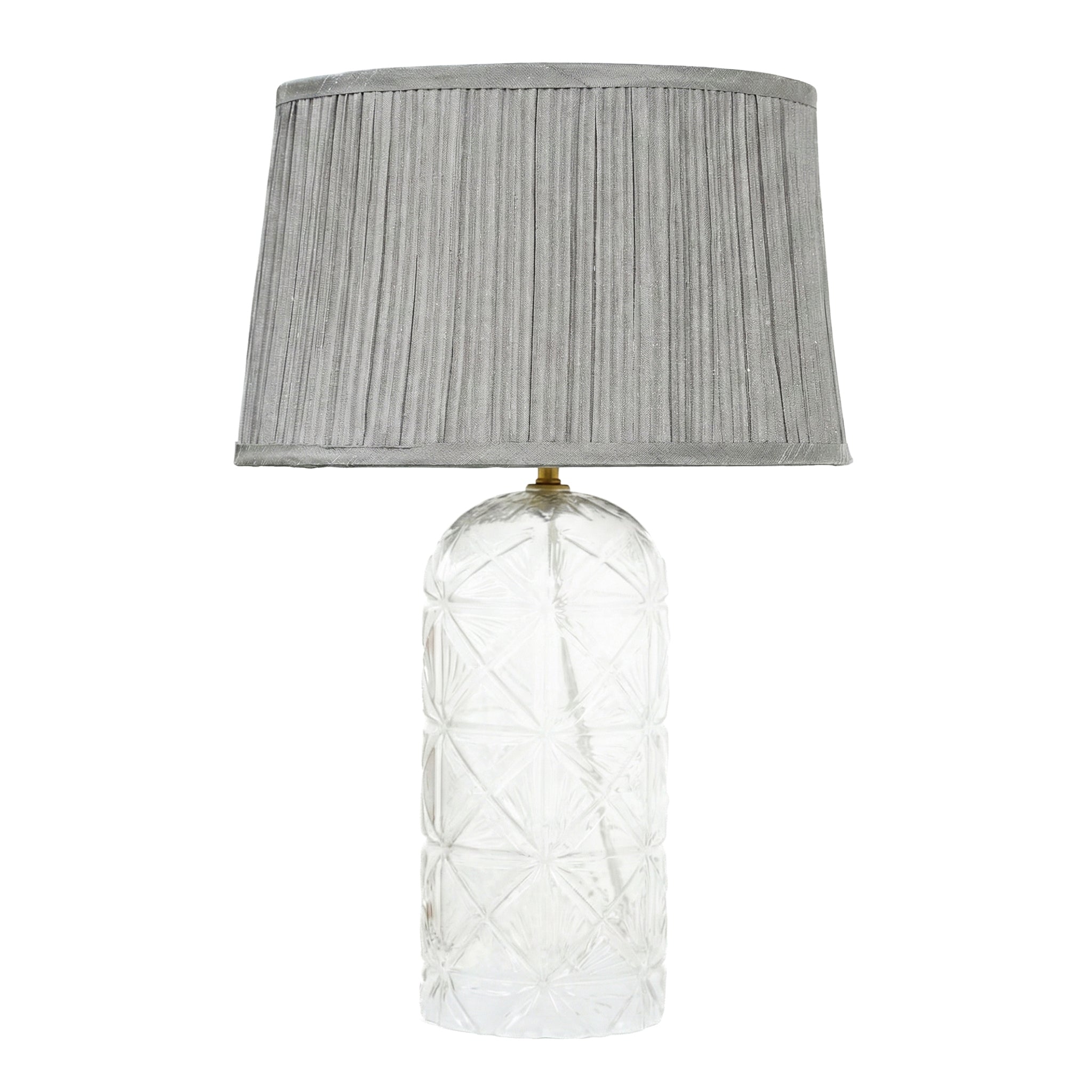 Luxora Decorative Glass Table Lamp with Gold Finish and Grey Shade